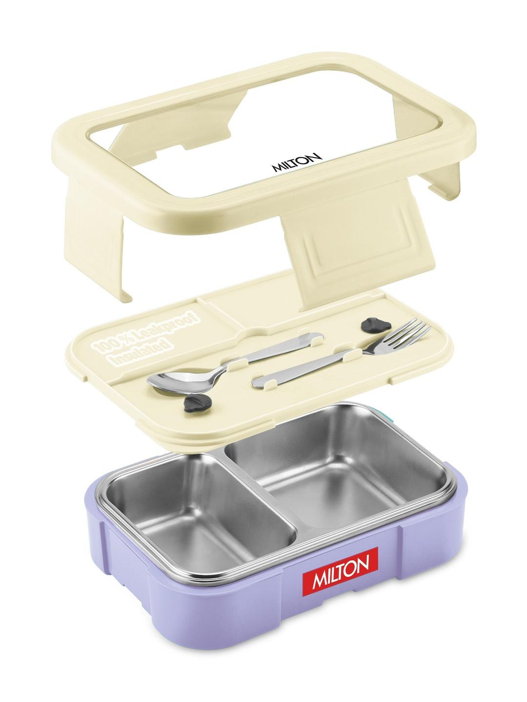 Buy Milton Ethan Beige 650 Ml Inner Stainless Steel Leakproof 2 Partition School Lunch Box -  - Home for Unisex