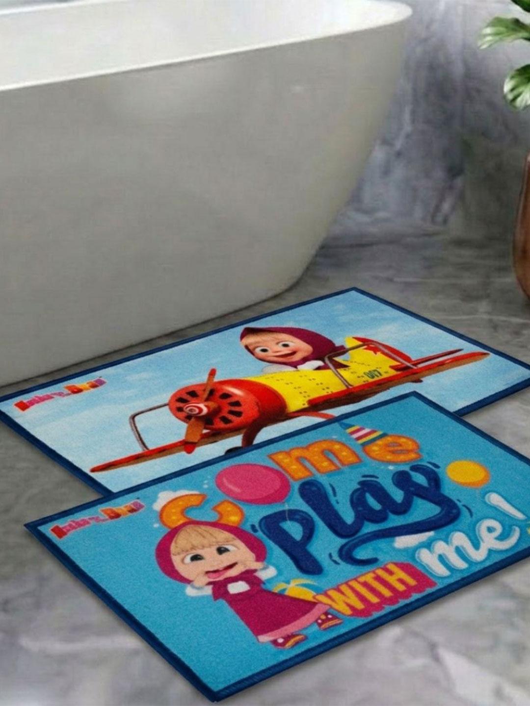 Buy Athom Living Blue Set Of 2 Masha And The Bear Character Theme Anti Slip Bathmat 57x37cm - - Home for Unisex Kids