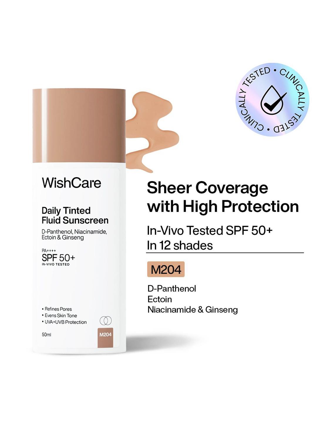 Buy WishCare Daily Fluid Tinted Sunscreen SPF50PA++++ 50 Ml M204 - - Personal Care for Unisex