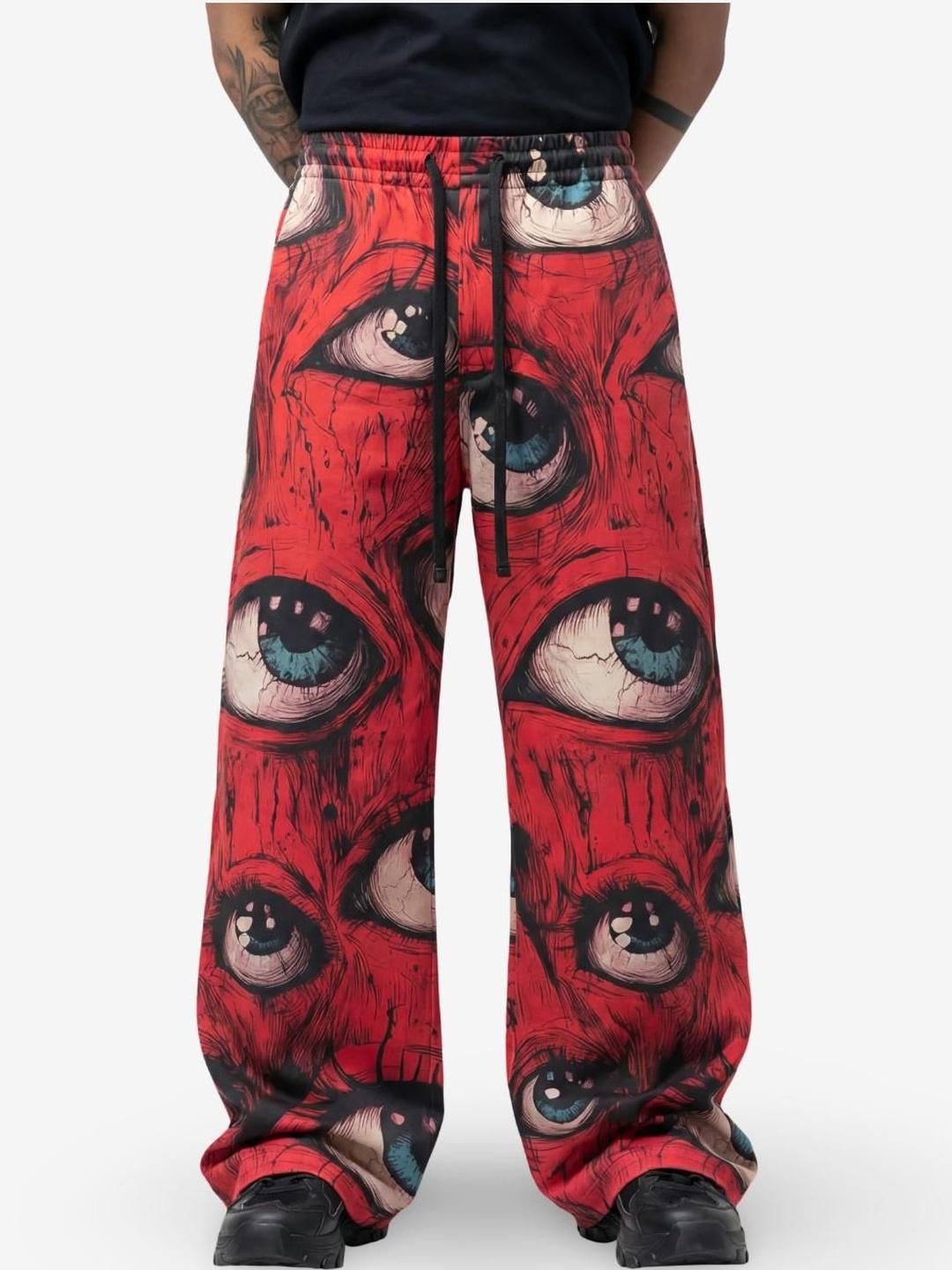 Clazzey Men Printed Low-Rise Baggy Trousers