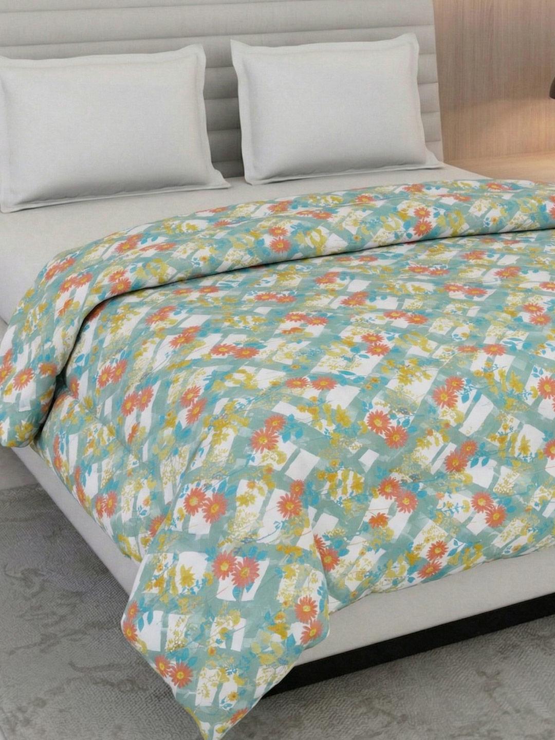 Buy Monte Carlo Orange & Multicoloured Floral Summer 150 GSM Comforter - - Home for Unisex