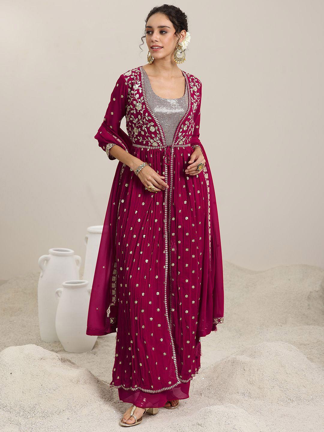 Buy Libas Sequins Embellished Top Shrug Dupatta & Palazzos Co Ords -  - Apparel for Women