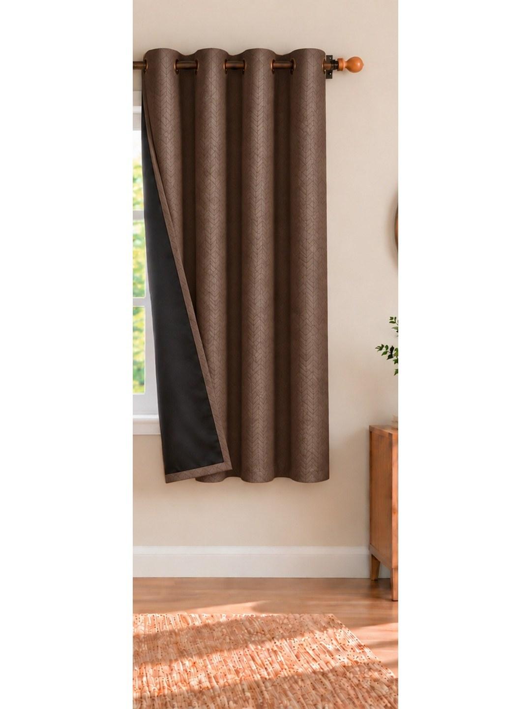 Buy HOMEMONDE Blackout Self Design Polyester Eyelet Window Curtain   5 Feet -  - Home for Unisex