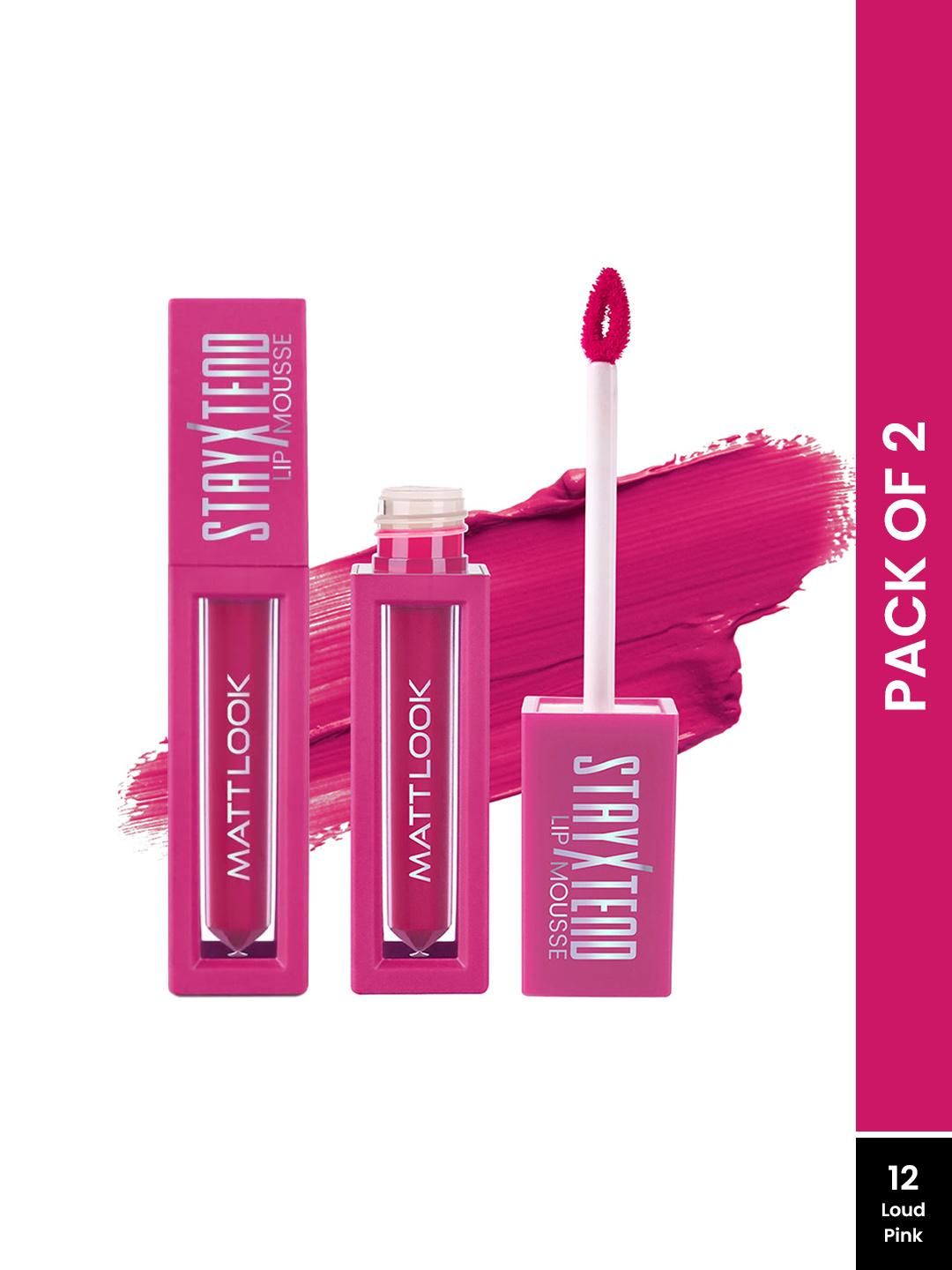 Buy MATTLOOK Set Of 2 Stayxtend Lip Mousse Enriched With Vitamin E 4 Ml Each Loud Pink - - Personal Care for Women