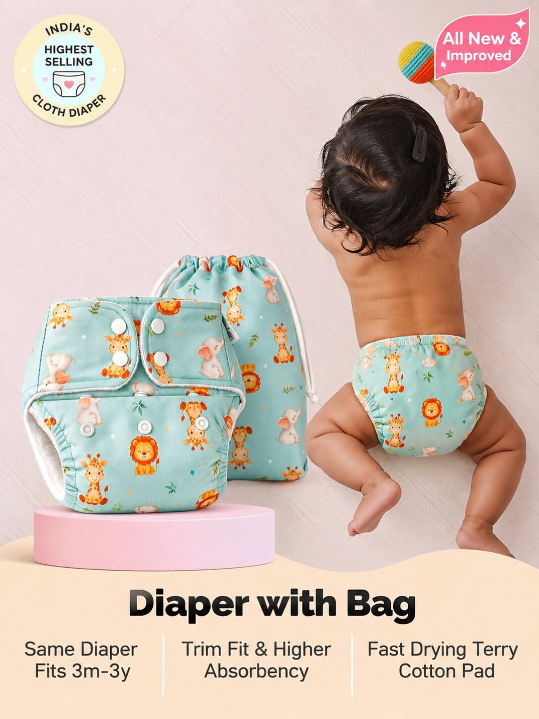Buy SuperBottoms Basic Baby Reusable Cloth Diapers With Bag - Diapers ...