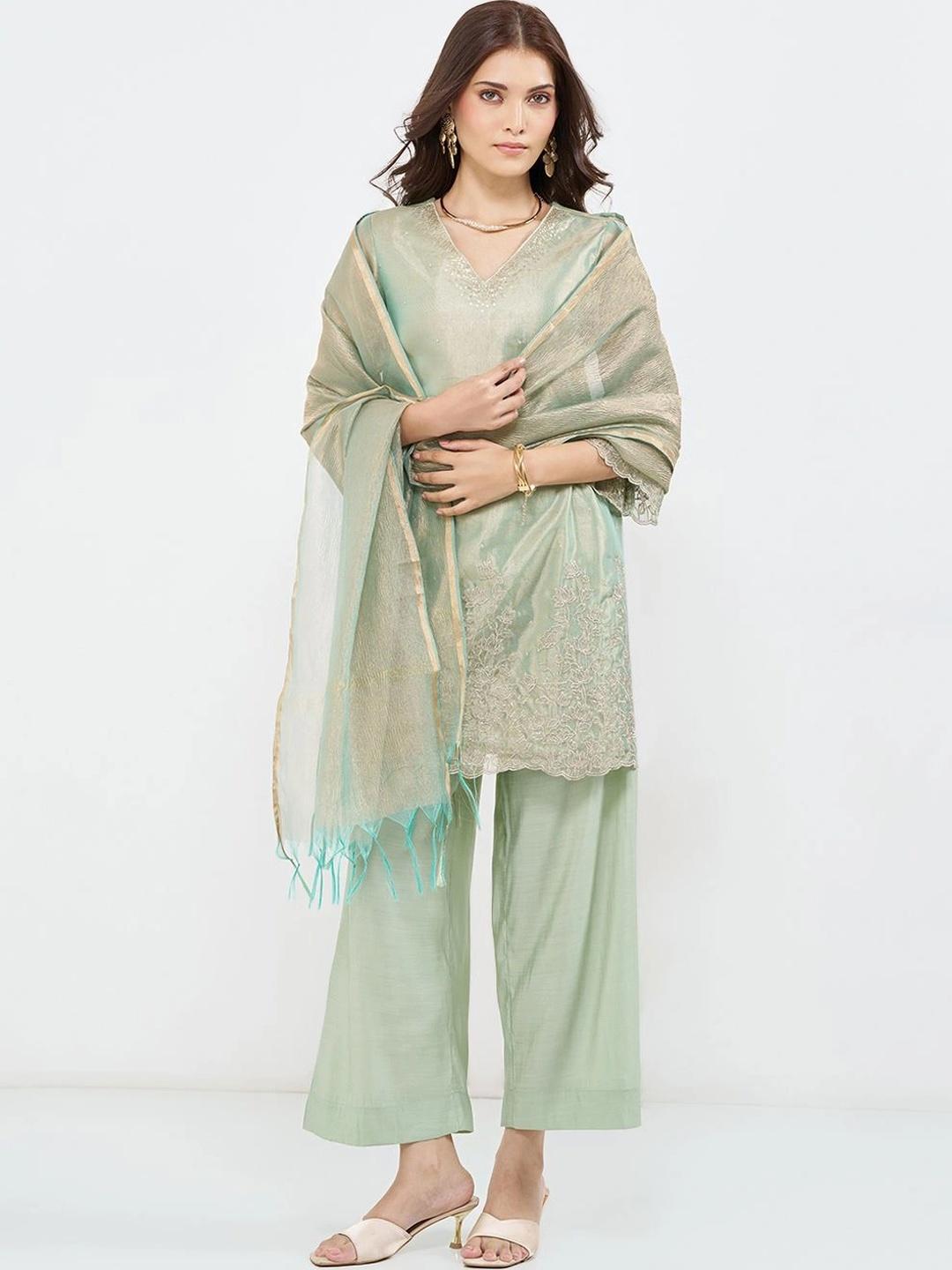 Buy RANGMANCH BY PANTALOONS Women Embroidered Regular Sequinned Kurta ...