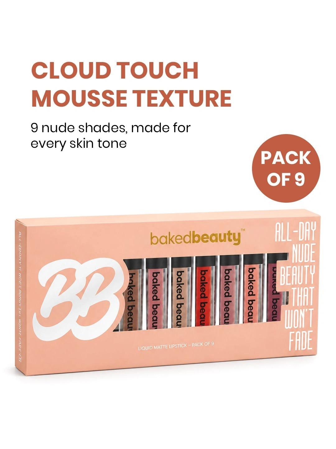 Buy Baked Beauty Set Of 9 Liquid Matte Lipsticks With Jojoba Oil Nude Shades 1.5 Ml Each - - Personal Care for Women