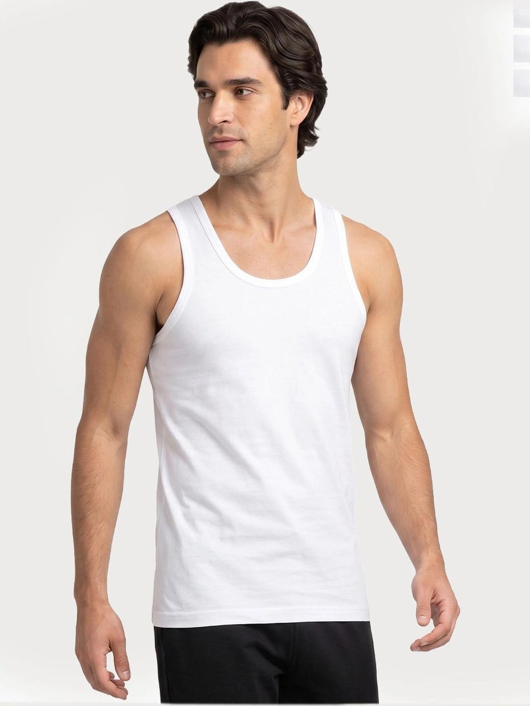 Buy Men Pack Of 3 Solid Pure Cotton Innerwear Vest - - Apparel for Men