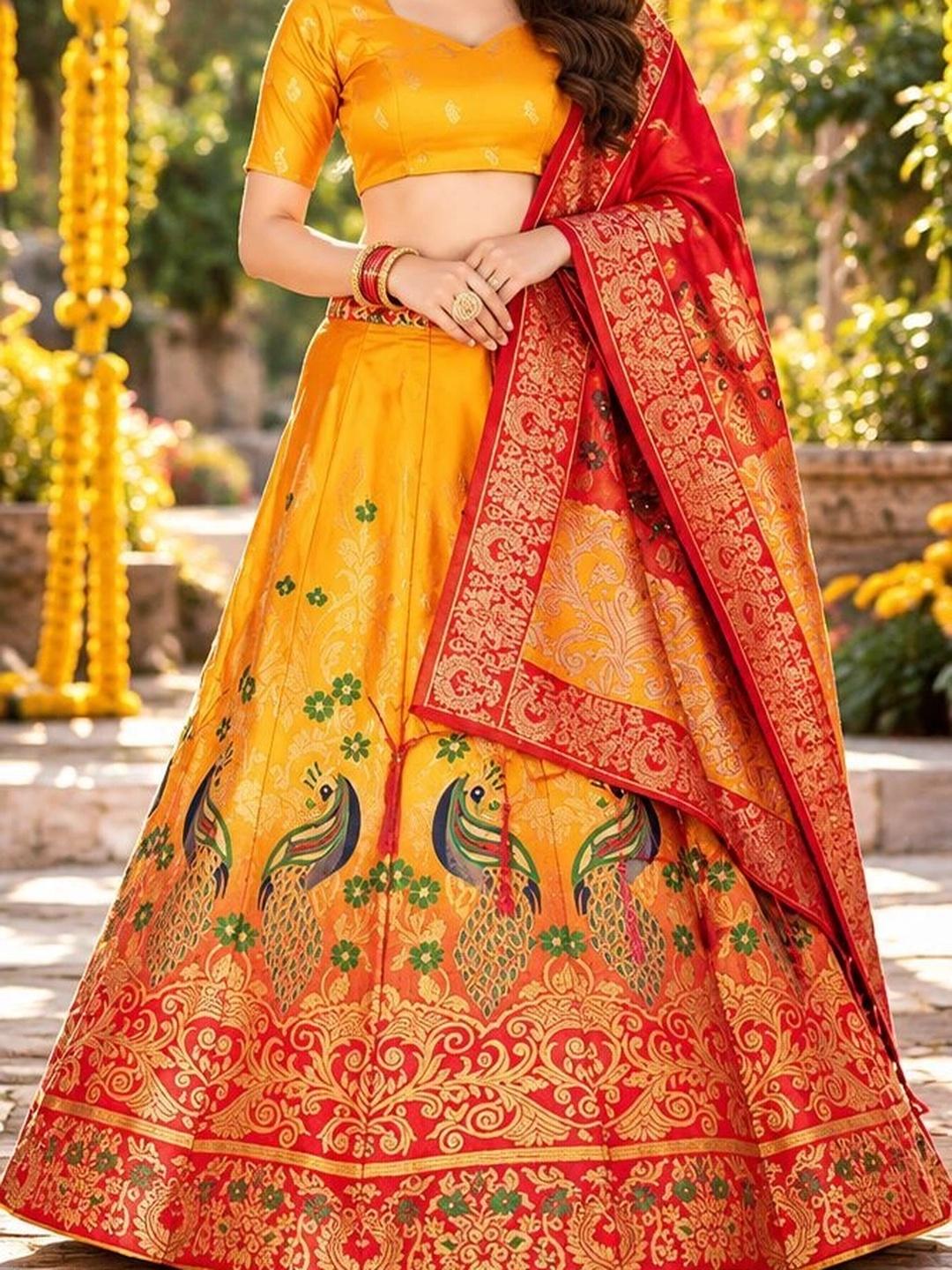 Buy SWAMI STUDIO Semi Stitched Lehenga & Unstitched Blouse With Dupatta ...