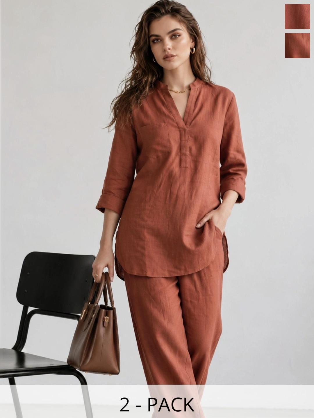 Buy Rust Brown Solid Lawn Cotton Co Ord Set | The AMANI Store ...