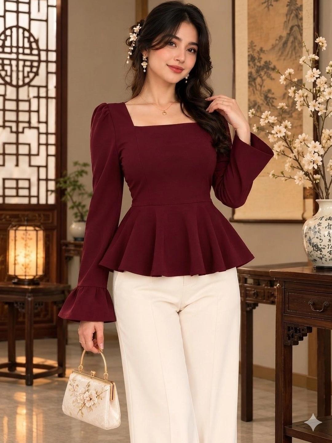 Buy KASHIAN Flared Sleeve Peplum Top - Tops for Women 47464304 | Myntra