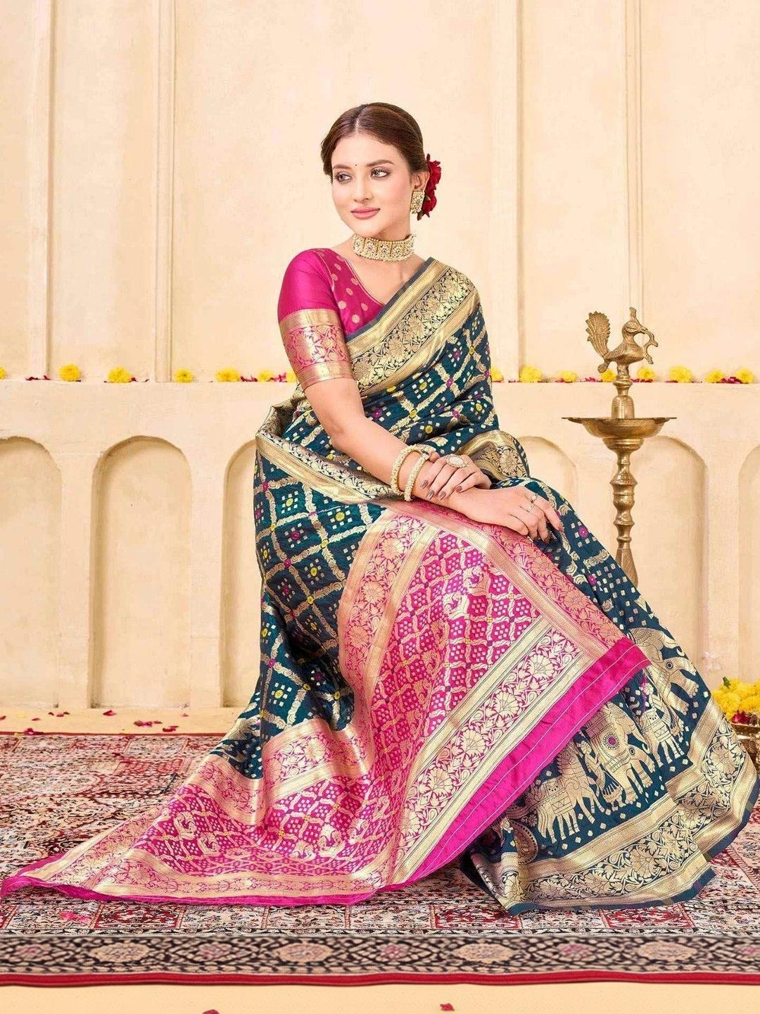 Buy SHRIVA FAB Woven Design Zari Pure Silk Banarasi Saree - Sarees for ...