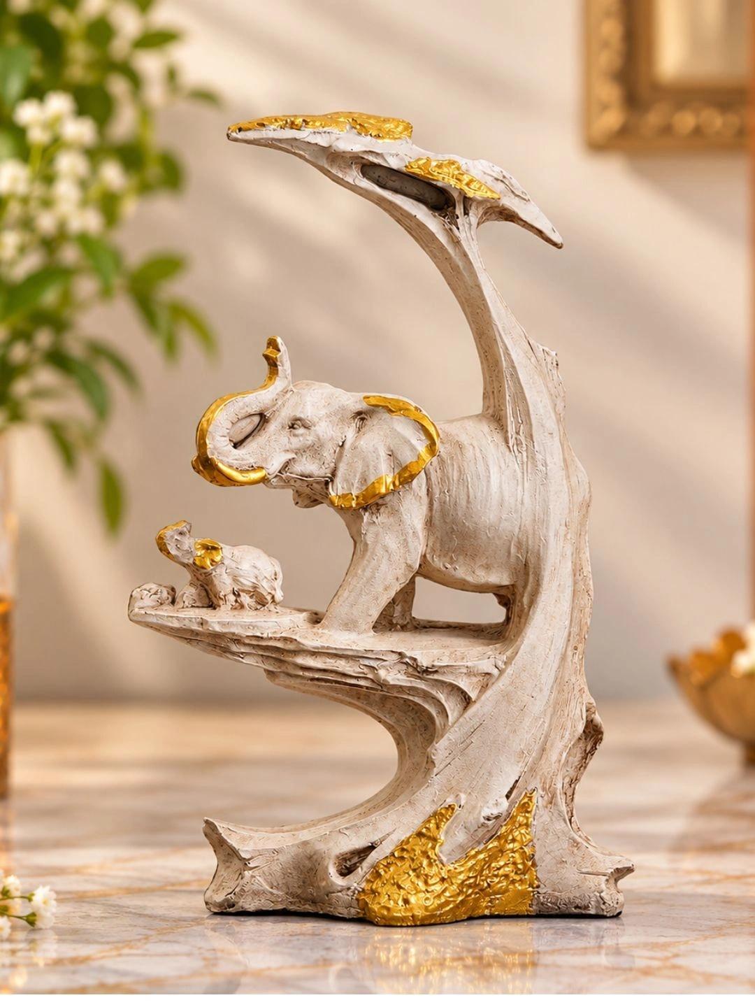 Buy Artisyn Elephant Beige Polyresin Natural Living Room Medium Showpiece   5.5 Inches -  - Home for Unisex