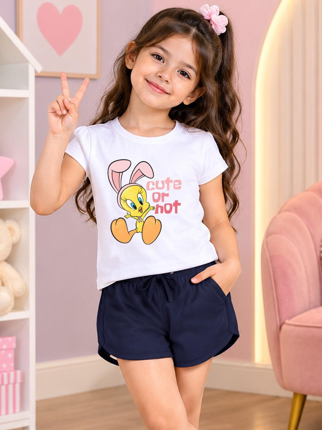 Buy YK X Minute Mirth Girls Printed Pure Cotton Tshirt With Shorts -  - Apparel for Girls