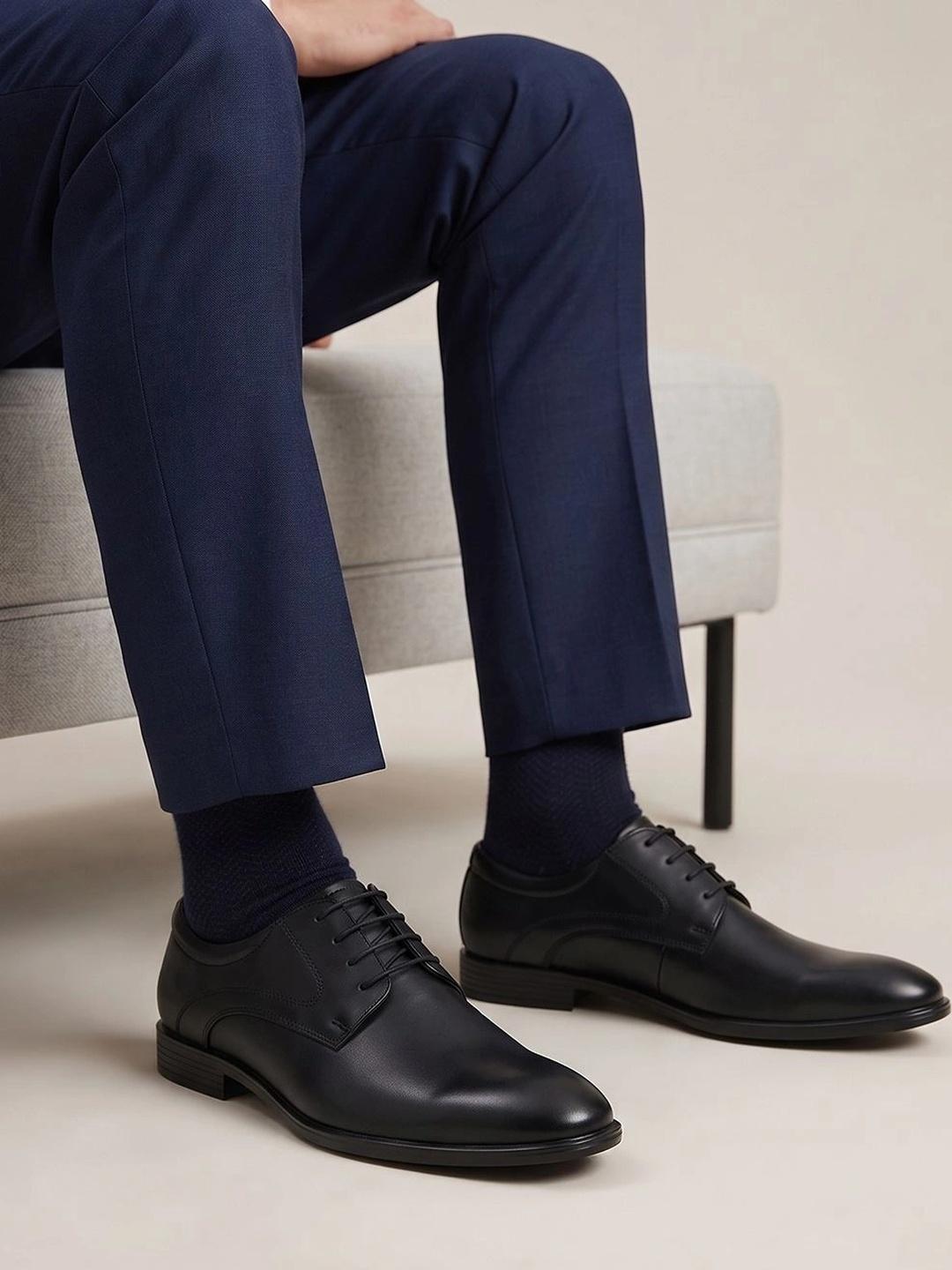 Buy HERE&NOW Men Pointed Toe Lace Ups Derbys Shoes - Formal Shoes for ...