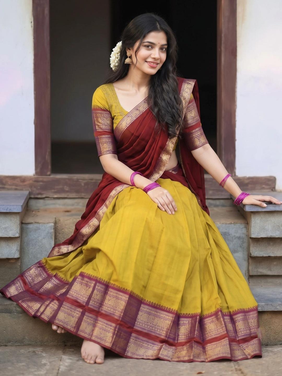 Buy SWAMI STUDIO Semi Stitched Lehenga & Unstitched Blouse With Dupatta ...