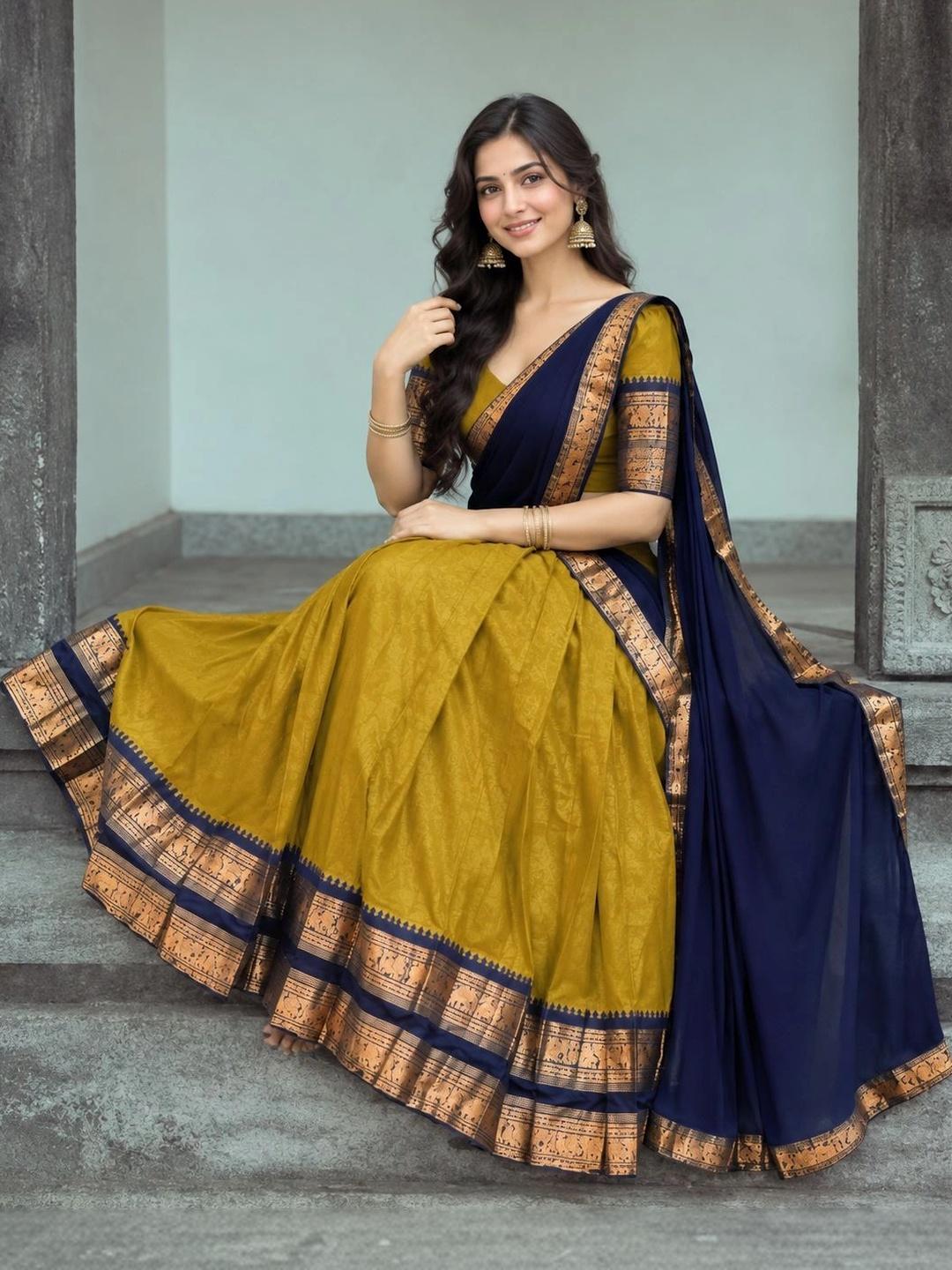 Buy SWAMI STUDIO Semi Stitched Lehenga & Unstitched Blouse With Dupatta ...