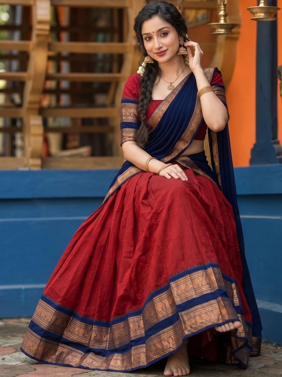 Buy SWAMI STUDIO Semi Stitched Lehenga & Unstitched Blouse With Dupatta ...