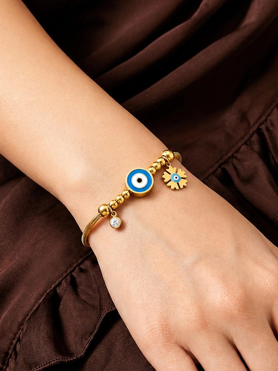 Buy ARTKLIM Gold Plated Stainless Steel Evil Eye Charm Bracelet -  - Accessories for Women