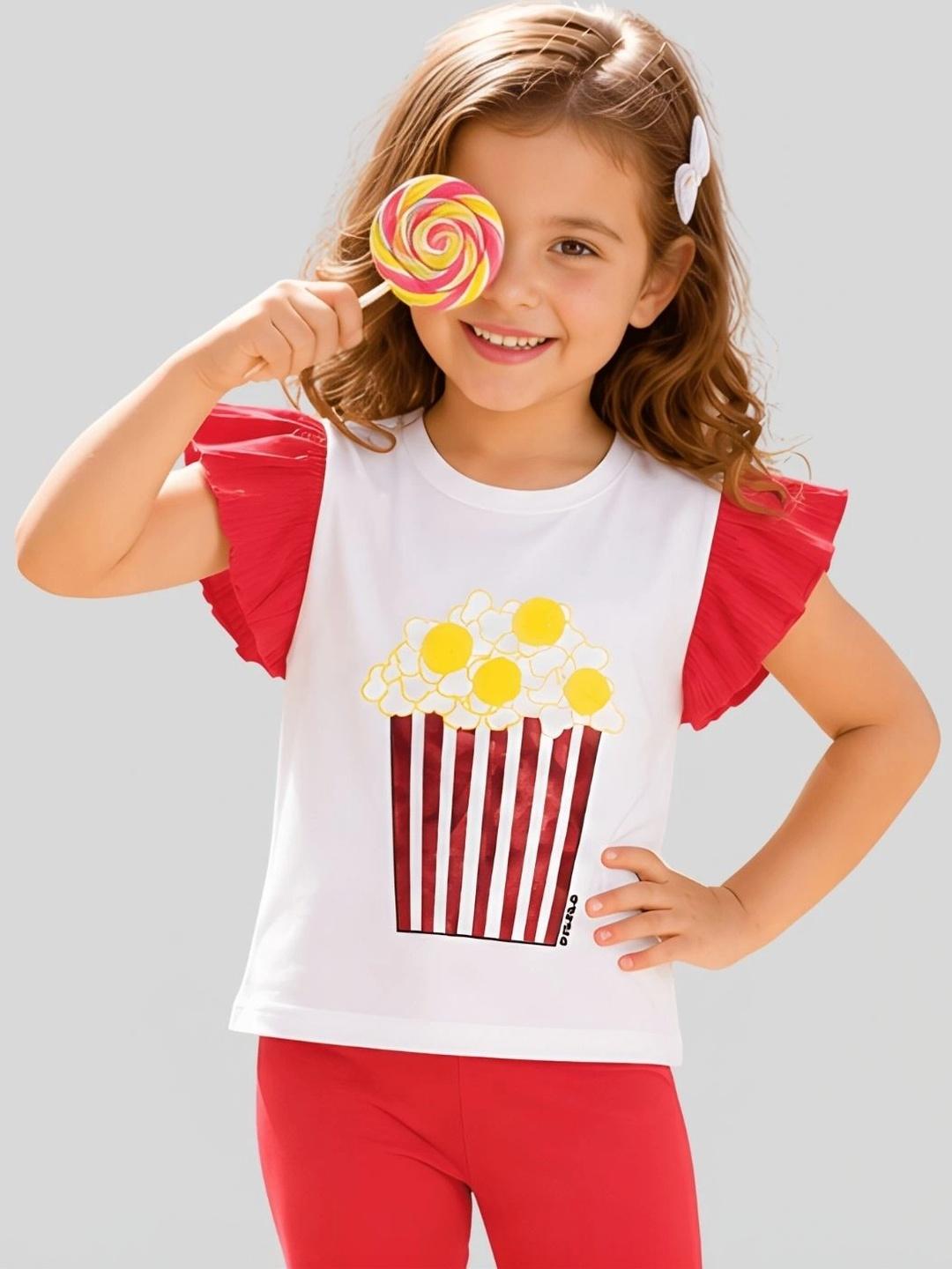 Buy PILOLO Girls Printed Flared Sleeve Cotton Top - - Apparel for Girls