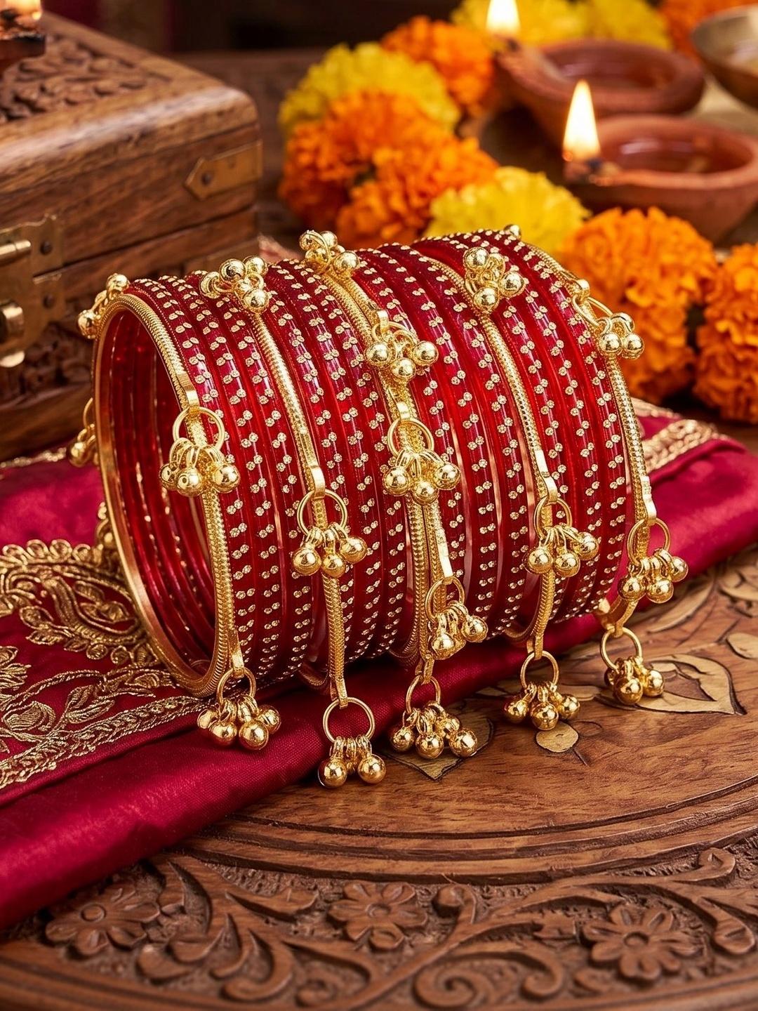 SD Star Beige Stone Studded & Beaded Bangle - Image 1