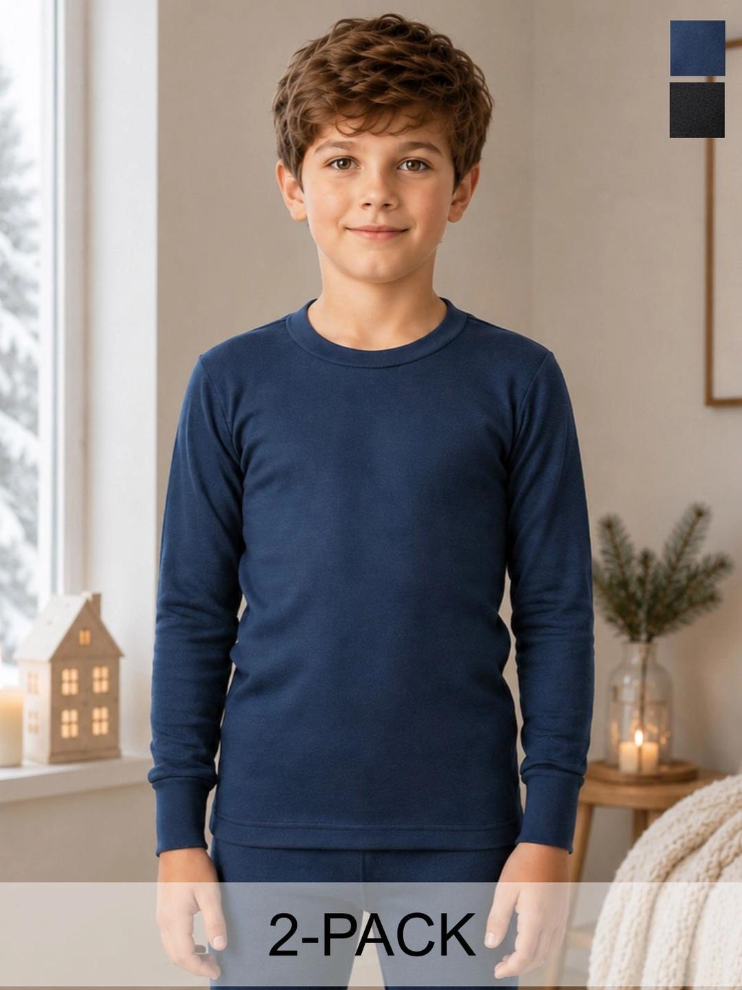 Buy Lux Cottswool Boys Pack Of 2 Solid Cotton Thermal Tops -  - Apparel for Boys