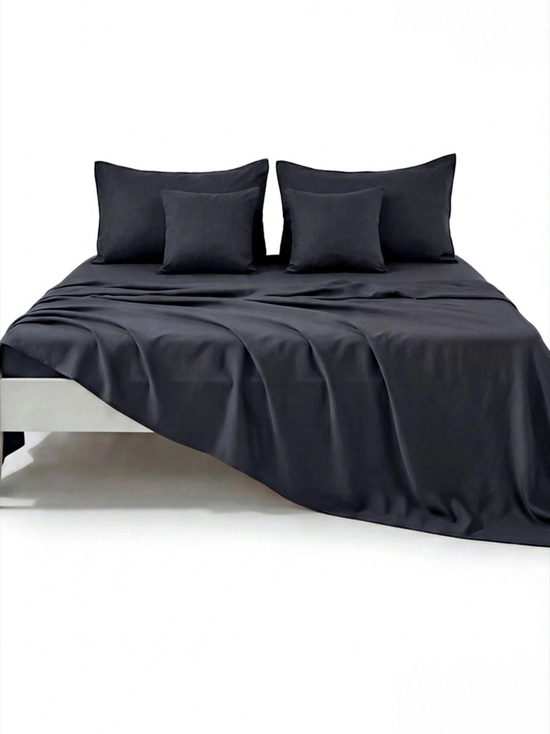 Buy Zarf Black Egyptian Cotton 350 TC King Superfine Bedsheet With 2 Pillow Covers 108 X 108 Inches -  - Home for Unisex