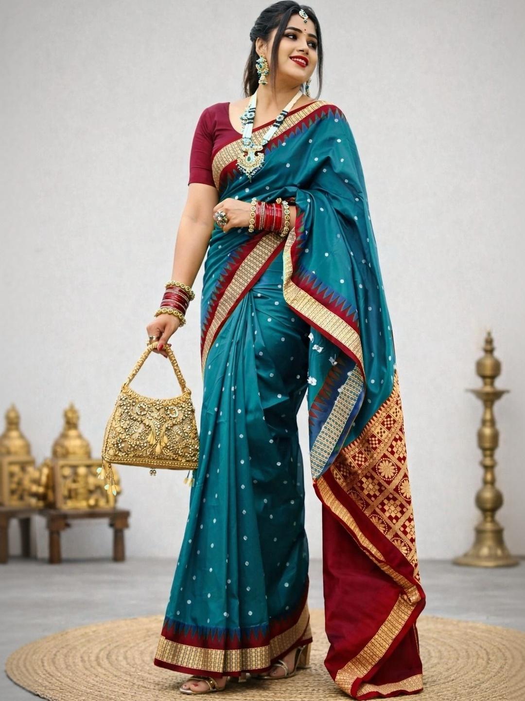 Buy VIHA CREATION Polka Dot Zari Silk Blend Sambalpuri Saree - Sarees ...