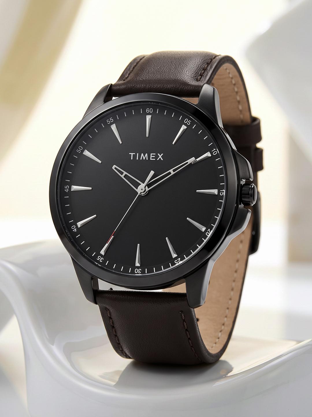 Buy Timex Men Brass Dial & Brown Straps Analogue Watch TWEG165SMU08 -  - Accessories for Men