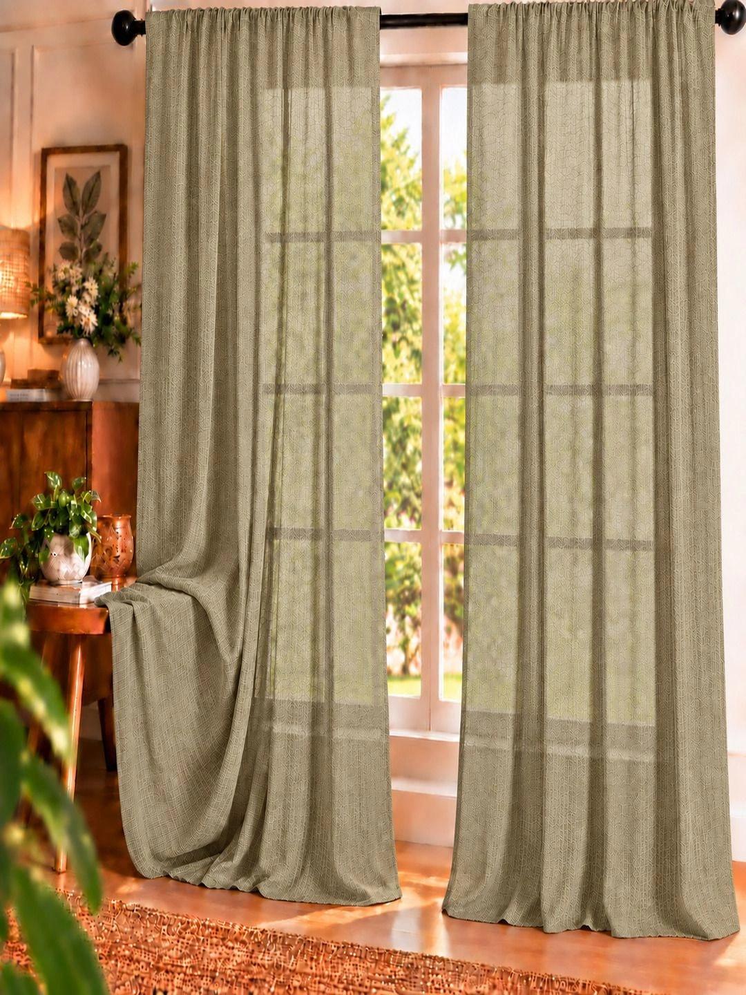 Buy Cortina Beige 2 Pieces Sheer Long Door Curtain -  - Home for Unisex