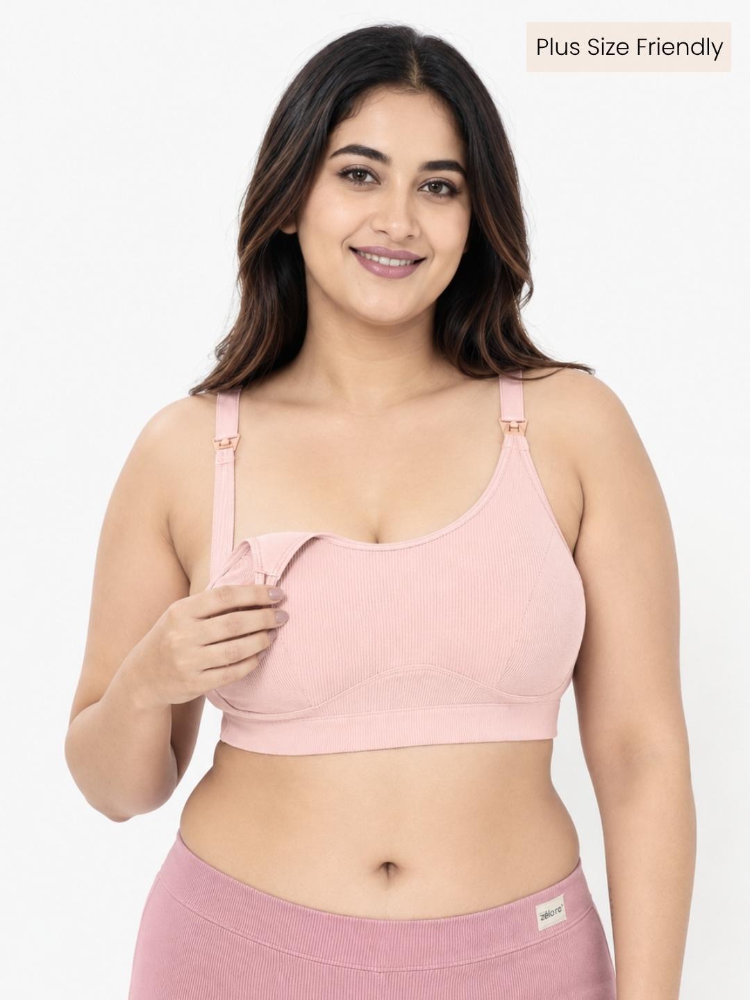 Buy House Of Zelena Women Cotton Unhook Feeding Maternity Ribbed Bra -  - Apparel for Women