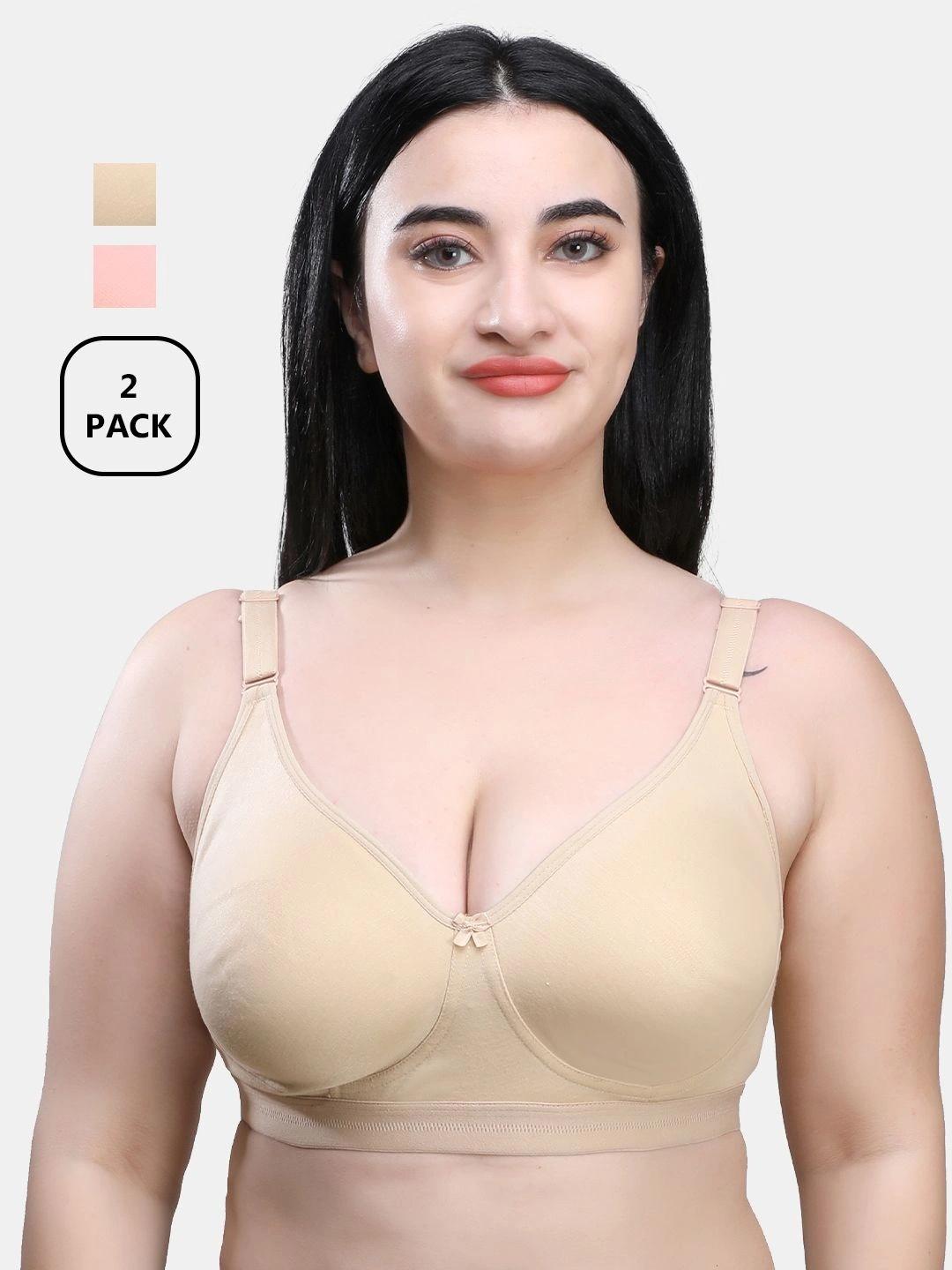 Buy SKDREAMS Cotton Blend Seamless Non Padded Non Wired Women Pack Of 2 Full Coverage Bra -  - Apparel for Women