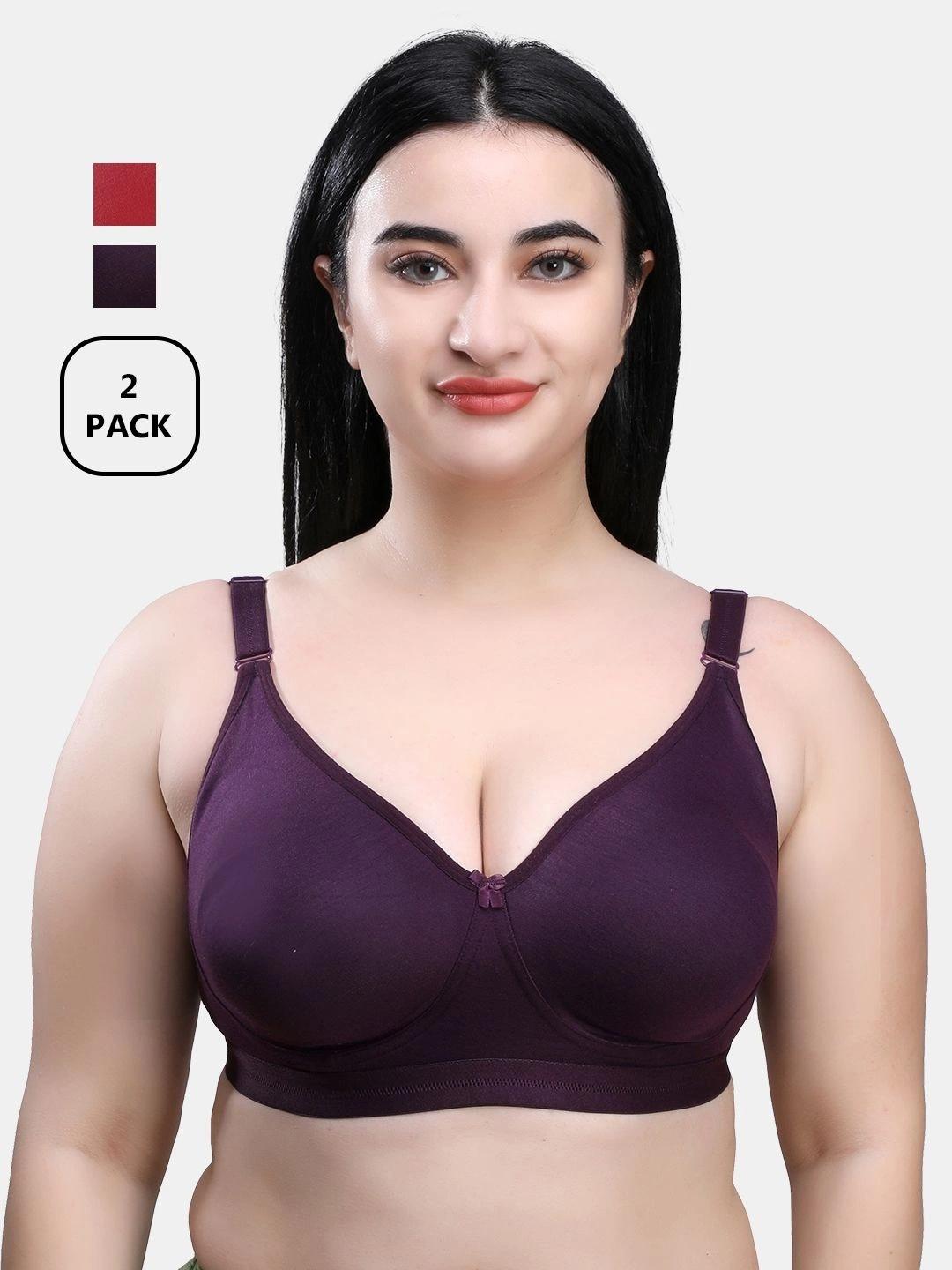 Buy SKDREAMS Cotton Blend Seamless Non Padded Non Wired Women Pack Of 2 Full Coverage Bra -  - Apparel for Women