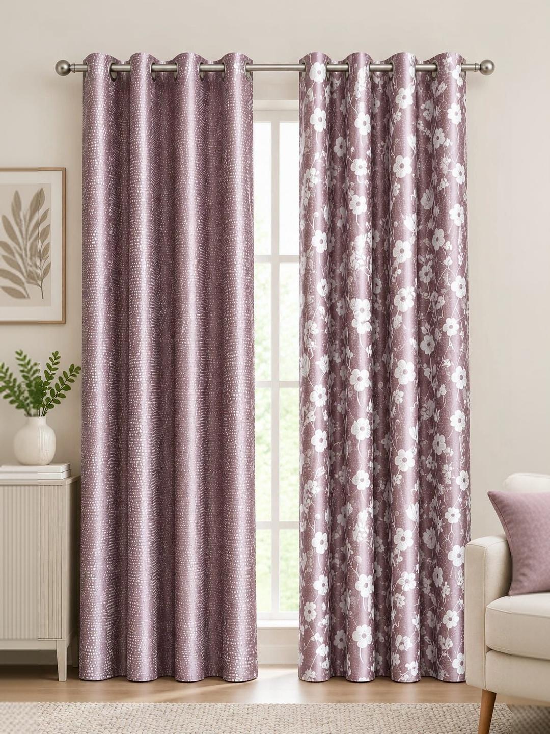 Plus Size Entry Buy SHAH HANDLOOM Pink Floral Long Door Curtain - Curtains And Sheers ...