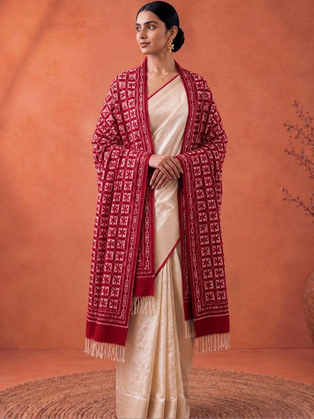 Buy SAHASIKA Women Ethnic Woven Design Pashmina Tasseled Border Stole ...