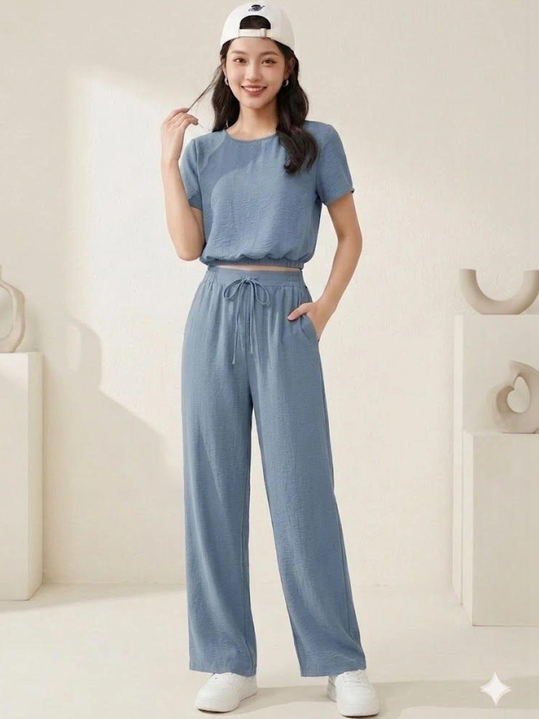 Buy Lugo Round Neck T Shirt With Palazzos Co Ords -  - Apparel for Women