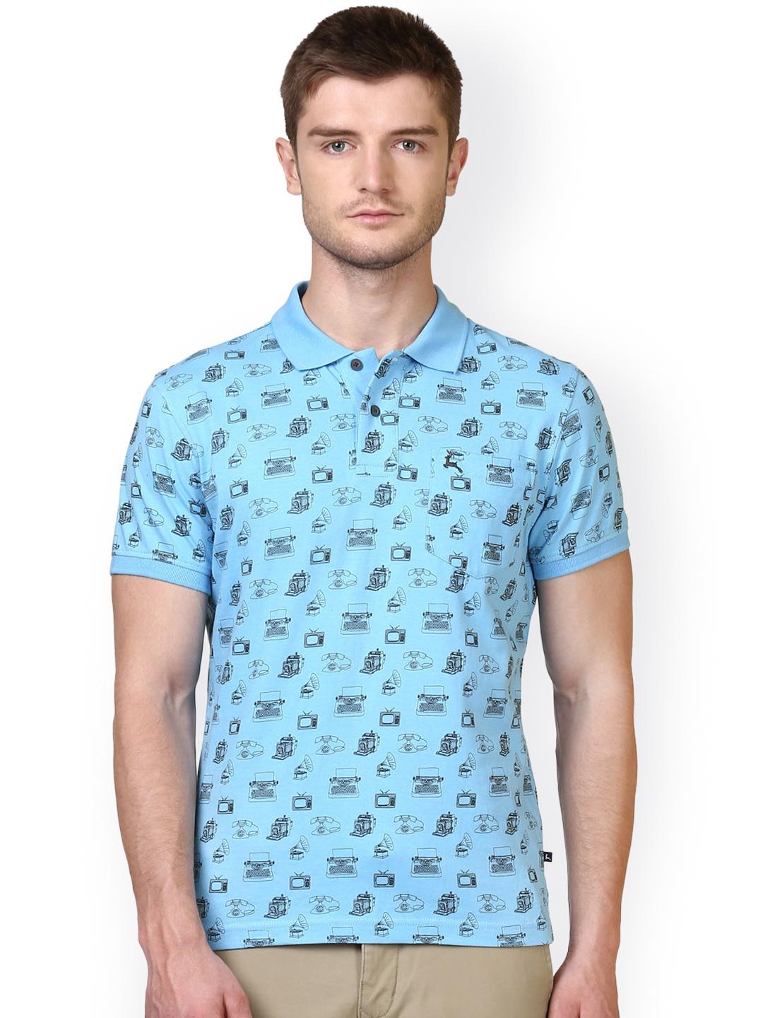 Buy Parx Men Blue Printed Polo Collar T Shirt - Tshirts for Men 2027753 ...