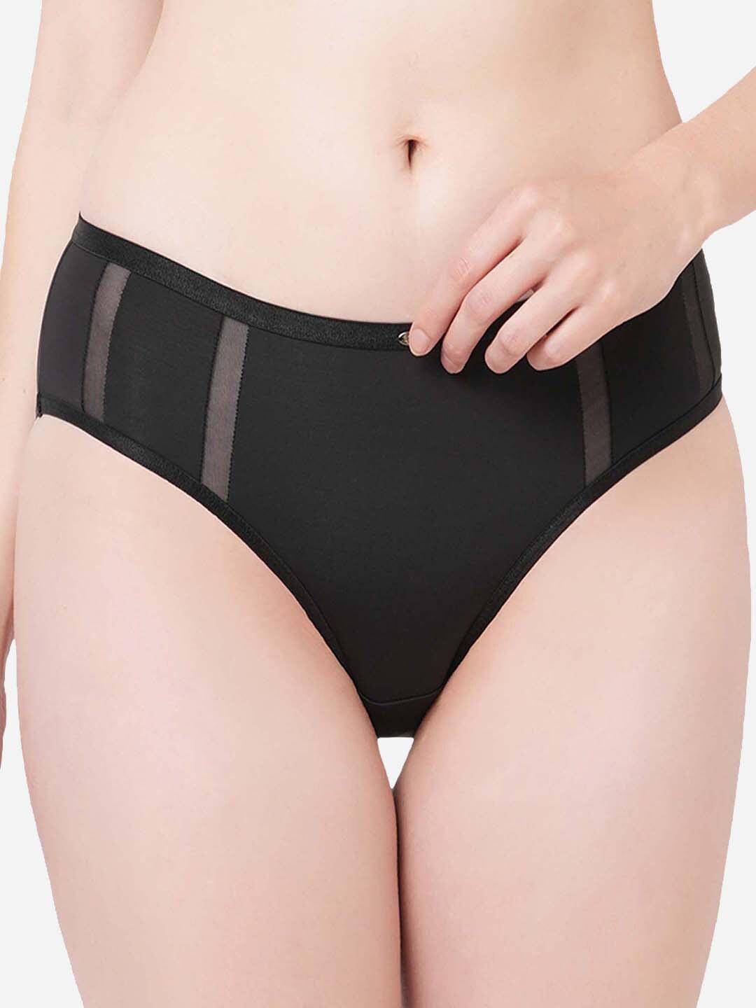Buy Soie Solid Black Woman High Waist Full Coverage Brief Briefs -  - Apparel for Women