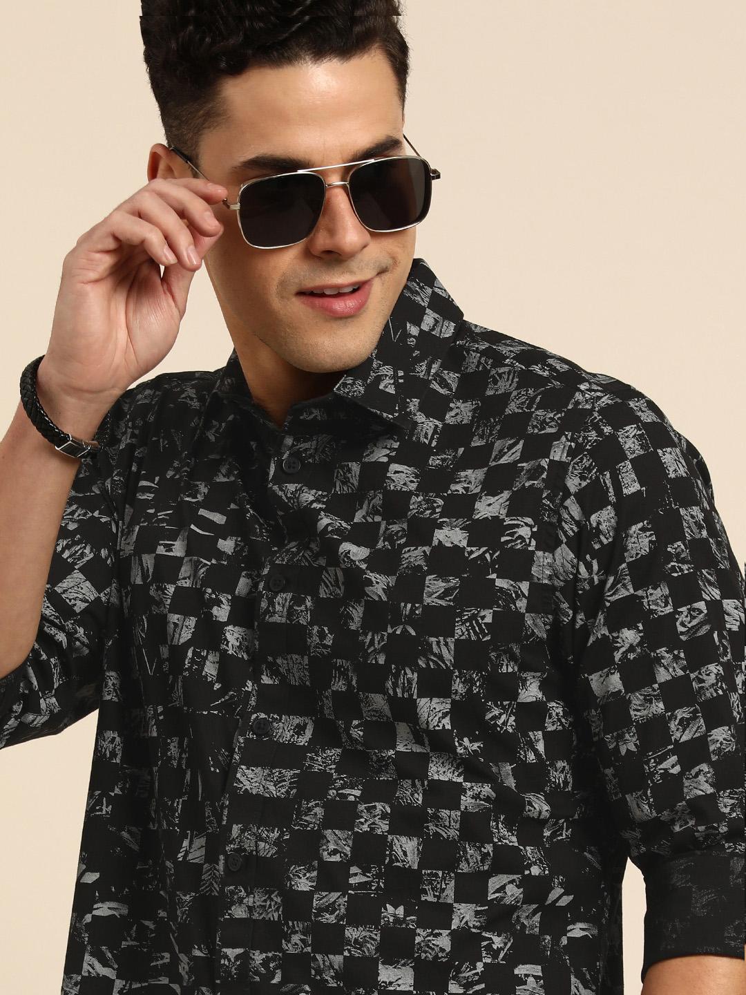 Blue Slim Straight Fit Regular Collar Long Sleeves Cotton Men's Shirt by Being Human Clothing main image 0