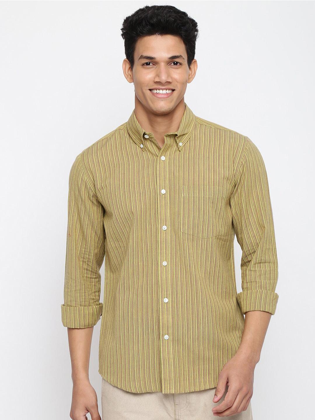 Men's Green Striped Slim Fit Shirt