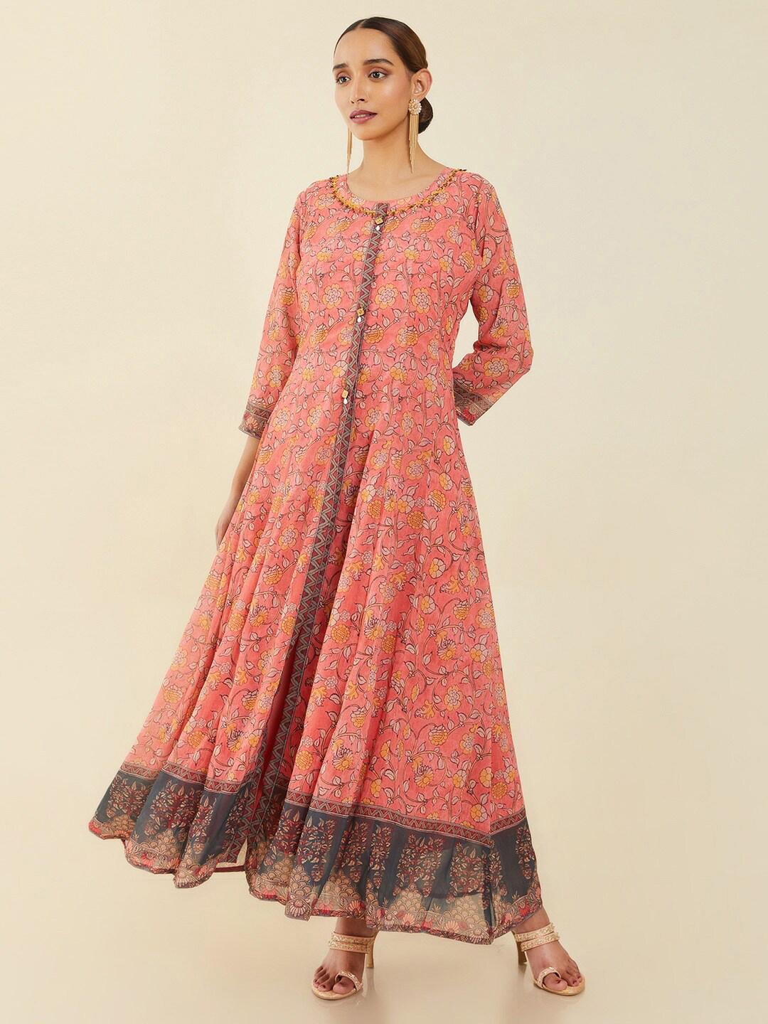 Rang Peach Exquisite Traditional Attire Embroidered Ethnic Dress