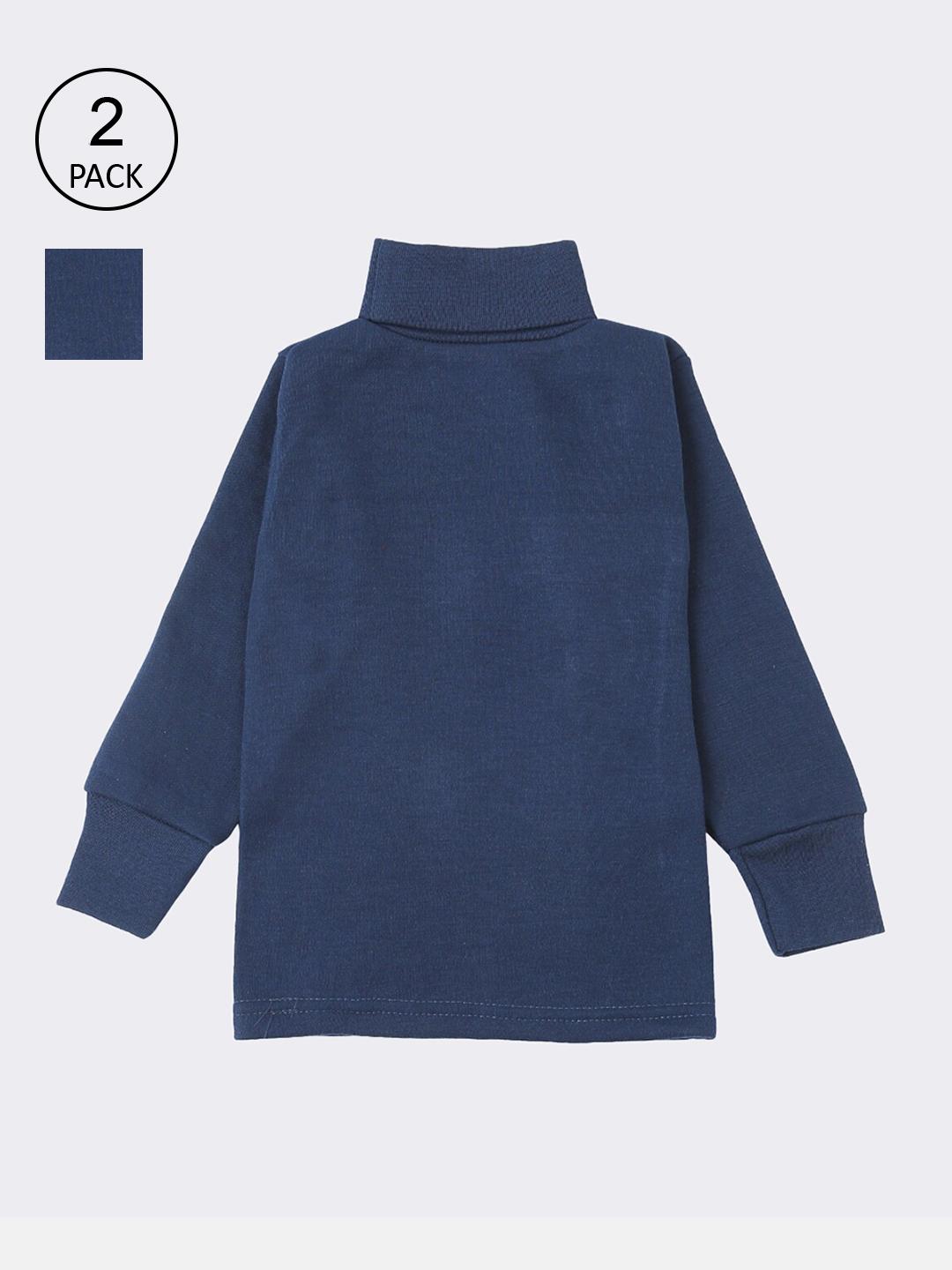 Buy Lux Cottswool Boys Pack Of 2 Blue Solid Cotton Thermal Tops -  - Apparel for Boys