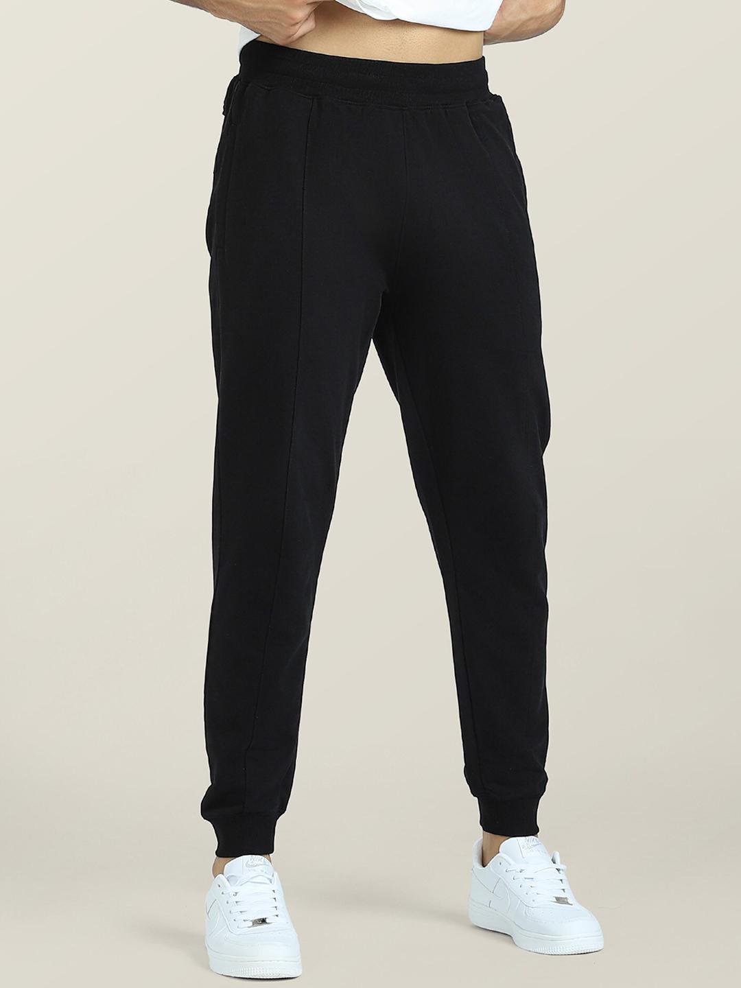 XYXX Men Black Cruze French Terry Cotton Joggers