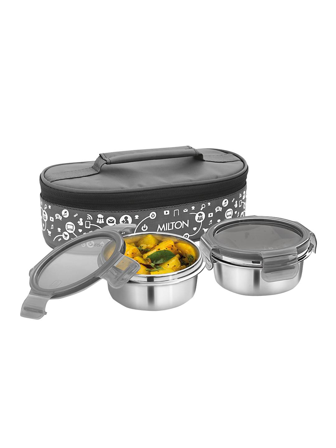 Buy Milton Set Of 2 Grey Lifestyle Lunch Stainless Steel Lunch Box -  - Home for Unisex
