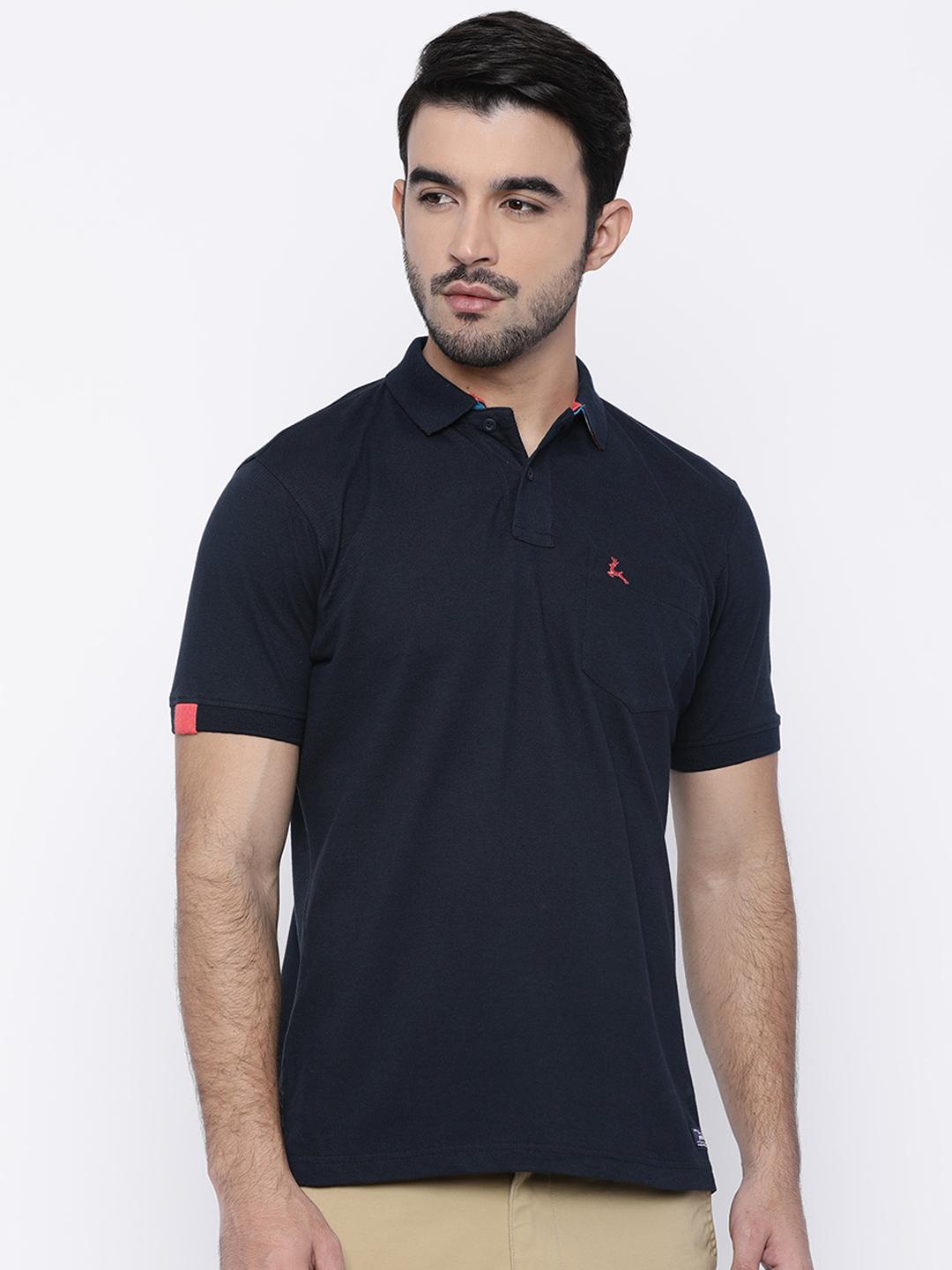 Buy Parx Men Navy Blue Solid Polo T Shirt - Tshirts for Men 2069440 ...