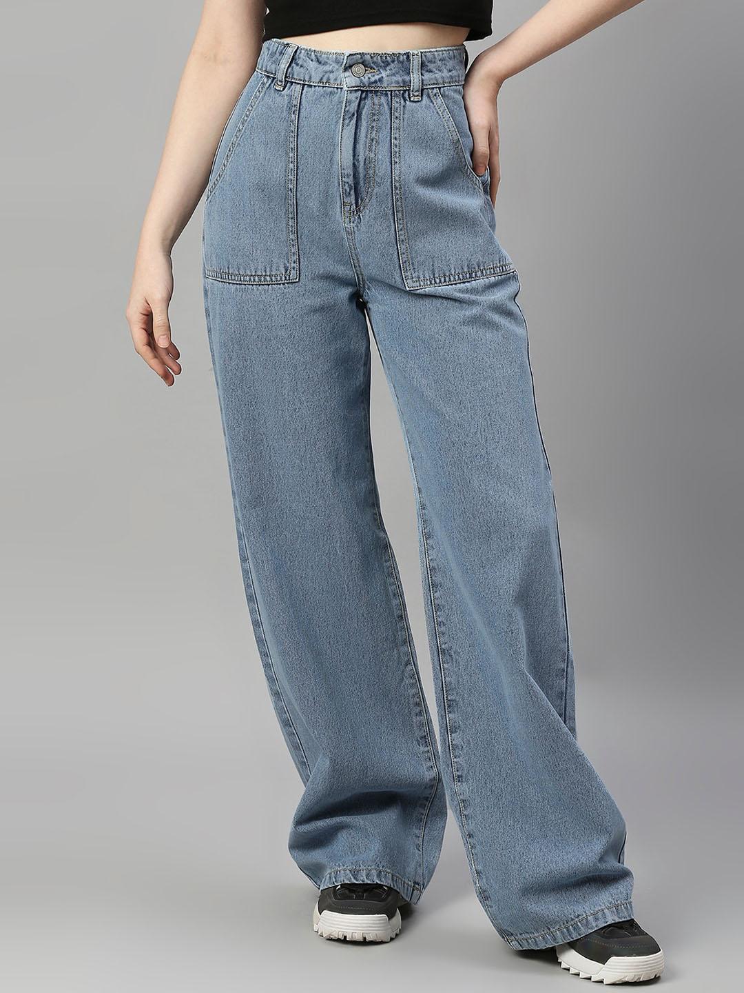 TARAMA Women Blue Wide Leg High-Rise Jeans