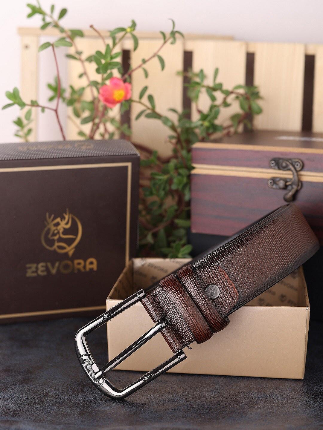 Zevora Buy ZEVORA Men Brown Textured Genuine Leather Belt - Belts for Men ...