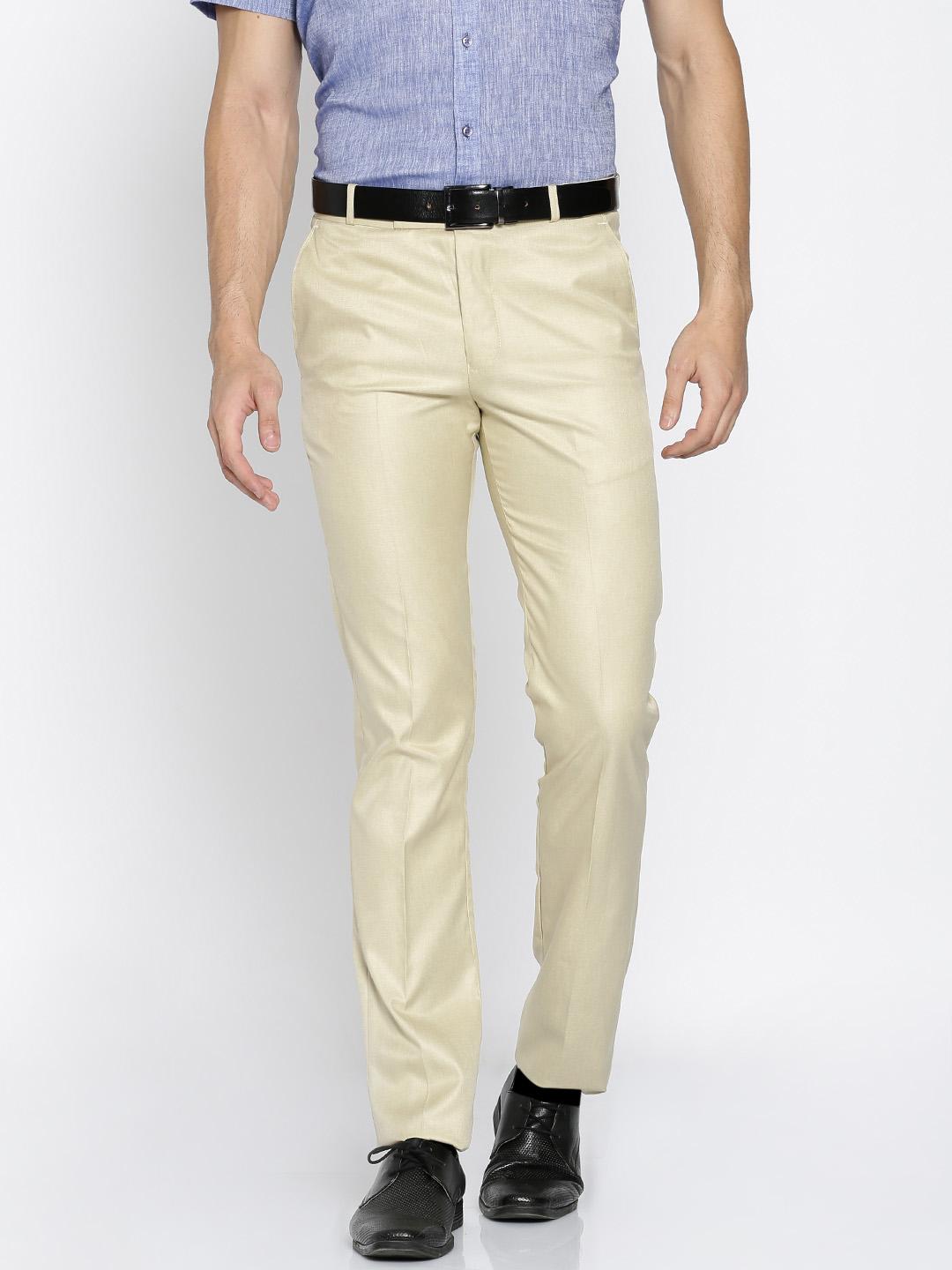 Buy RG DESIGNERS Men Beige Pencil Slim Fit Solid Formal Trousers ...