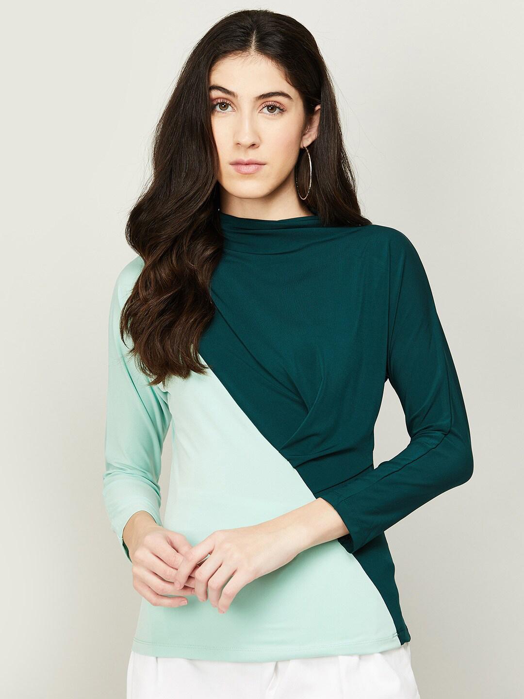 Colorblocked Top Buy CODE By Lifestyle Green & Sea Green Colourblocked Top - Tops for ...