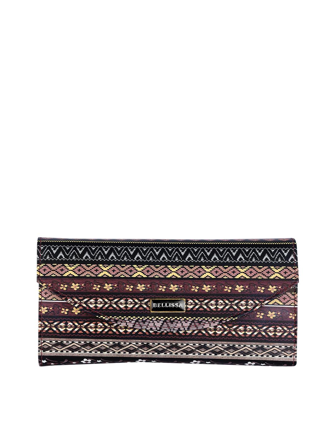Buy Bellissa Women Brown & Black Ethnic Motifs Printed PU Two Fold Wallet -  - Accessories for Women